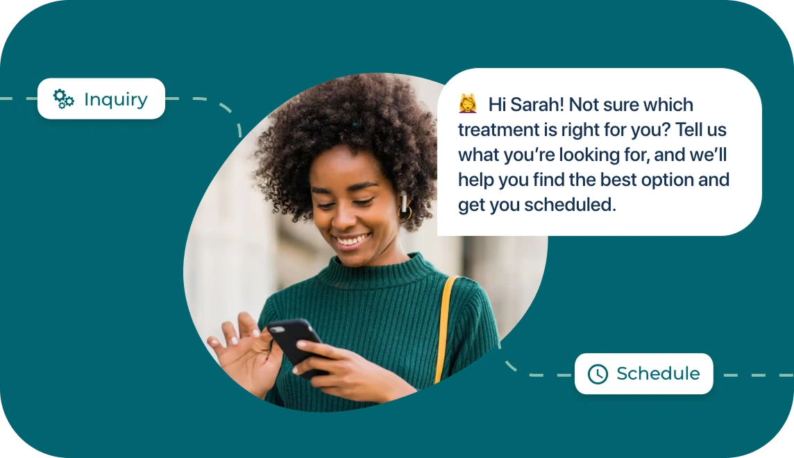 Moe asking a client what she is looking for, taking her from inquiry to scheduling